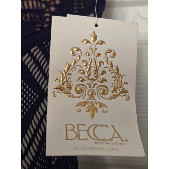 BECCA® by Rebecca Virtue Color Play Crochet Plunge One Piece Swimsuit, Small NWT - Picture 3 of 7